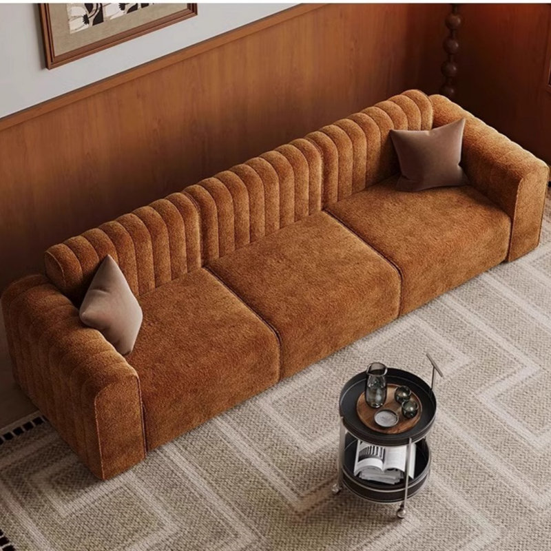 Chenille Three-seater Straight Sofa
