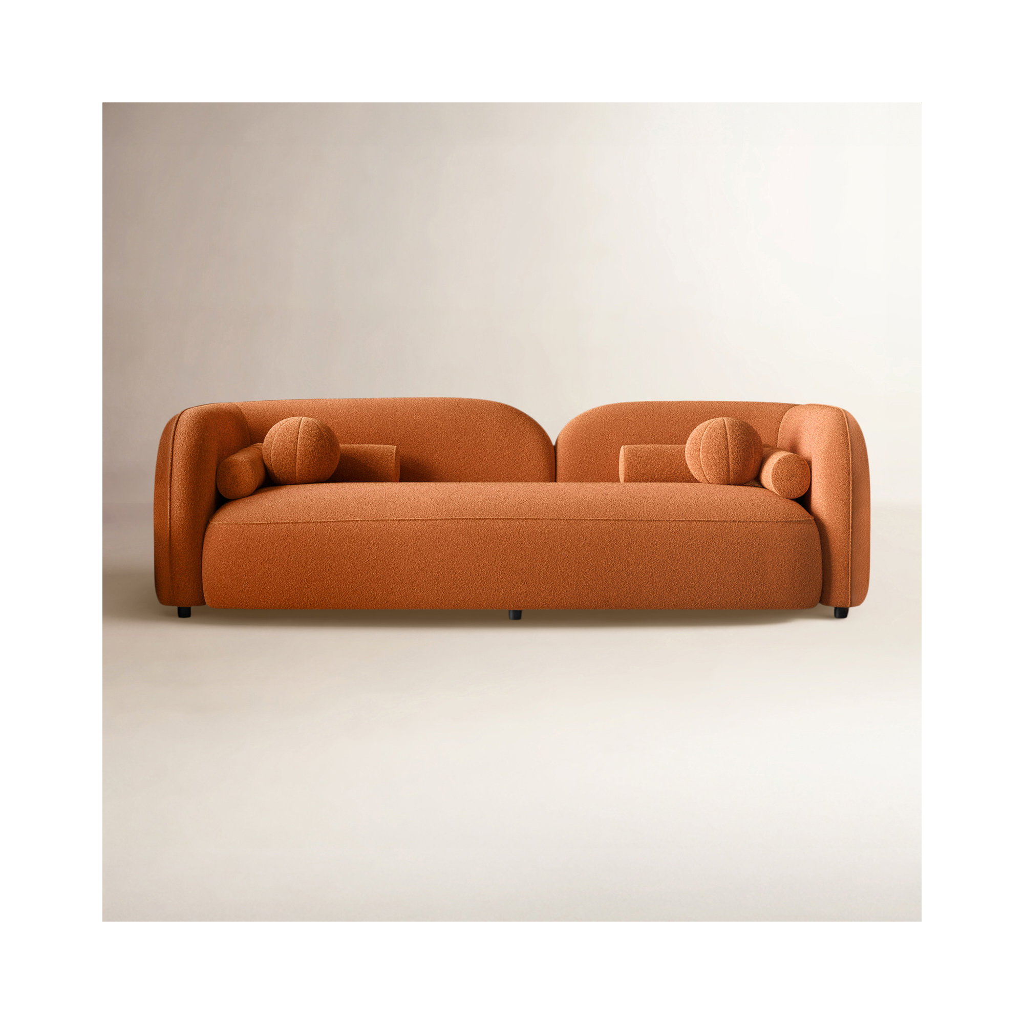 Katrien 93'' Upholstered Sofa, Orange Boucle