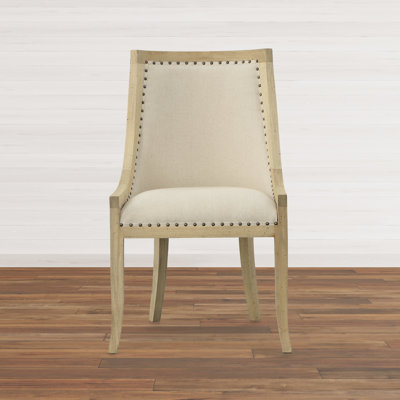 Chaise d’appoint rembourrée en lin blanc Fragoso