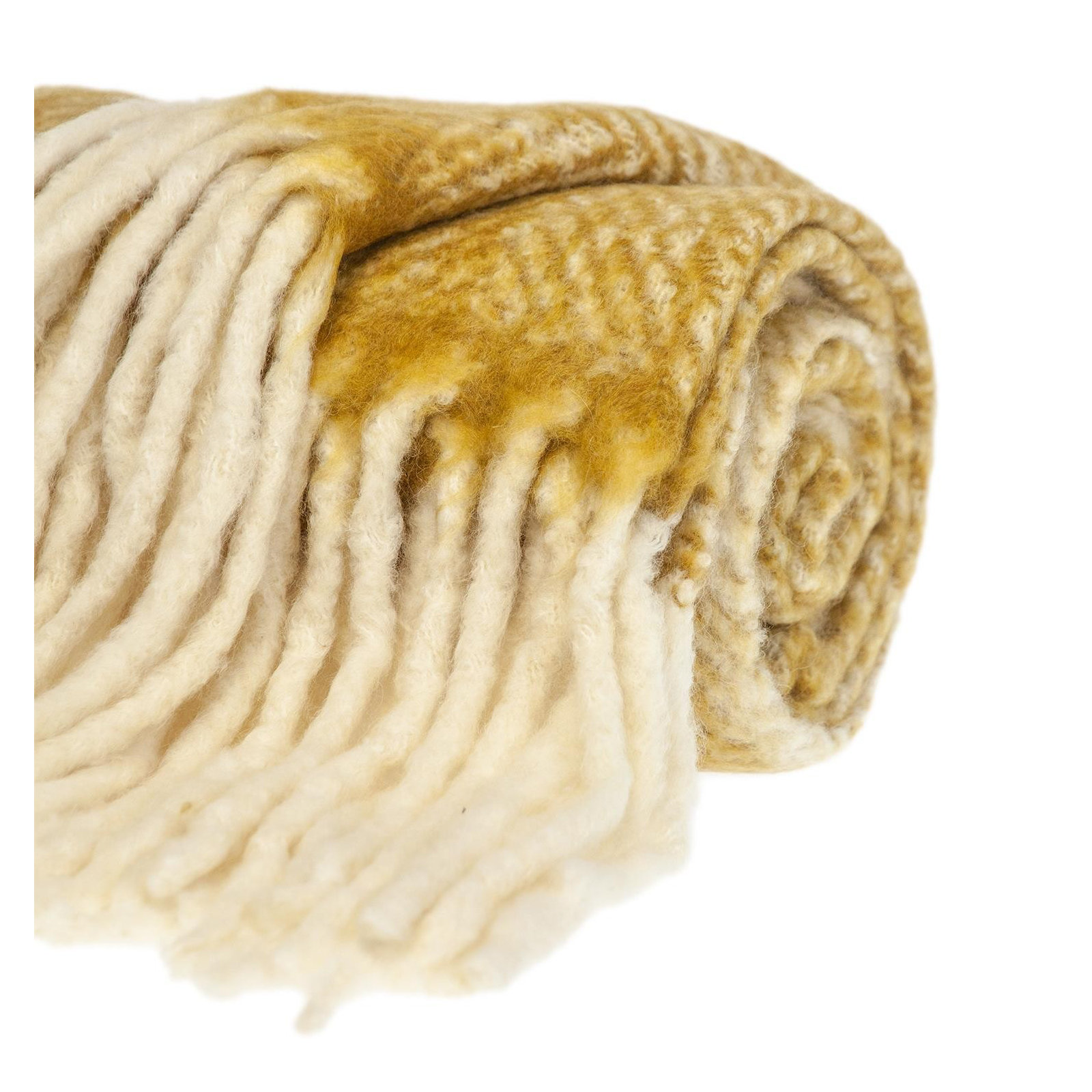 Ixia Wool Blend Knitted Throw Blanket, Mustard