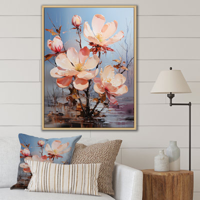 Représentation de magnolias rose et bleu multicolore Représentation de magnolias rose et bleu multicolore II