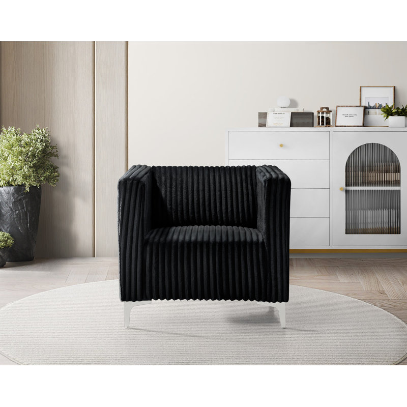 Chryssa Upholstered Armchair, Black Velvet