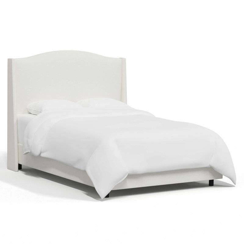 Claritha Upholstered Wingback Bed, Zuma White Textured Linen, King