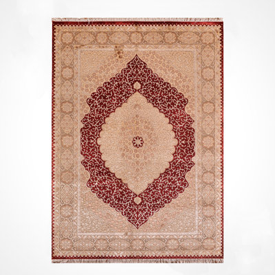 Original Hand Knotted Traditional Pattern Beige Wool Rug