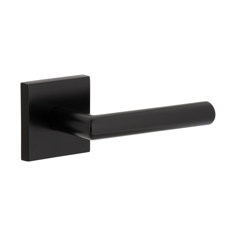 Viaggio Quadrato Rosette Privacy (Bed & Bath) with Moderno Lever, 2.75", Right, Satin Black