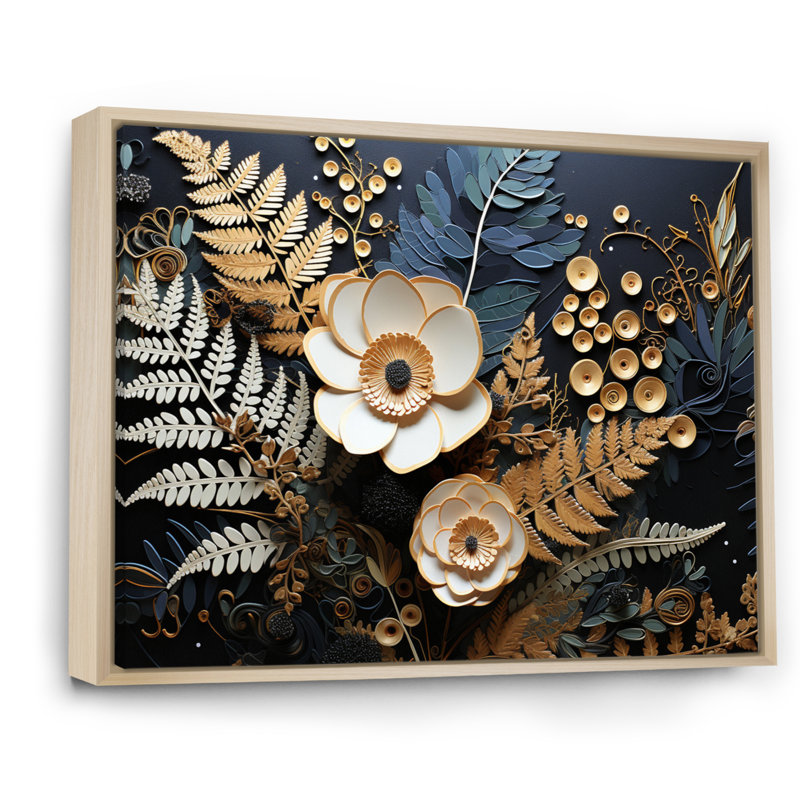Ferns Copper Elegance I - Imprimé, H 24 po x l 32 po, Cadre naturel flottant