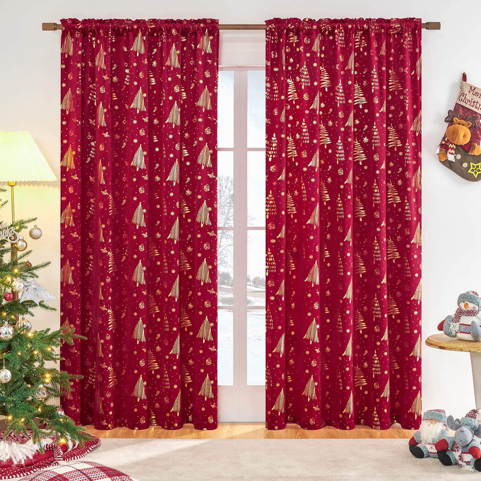 The Holiday Aisle® 2 Panels Decorative Velvet Christmas Drapes | Wayfair