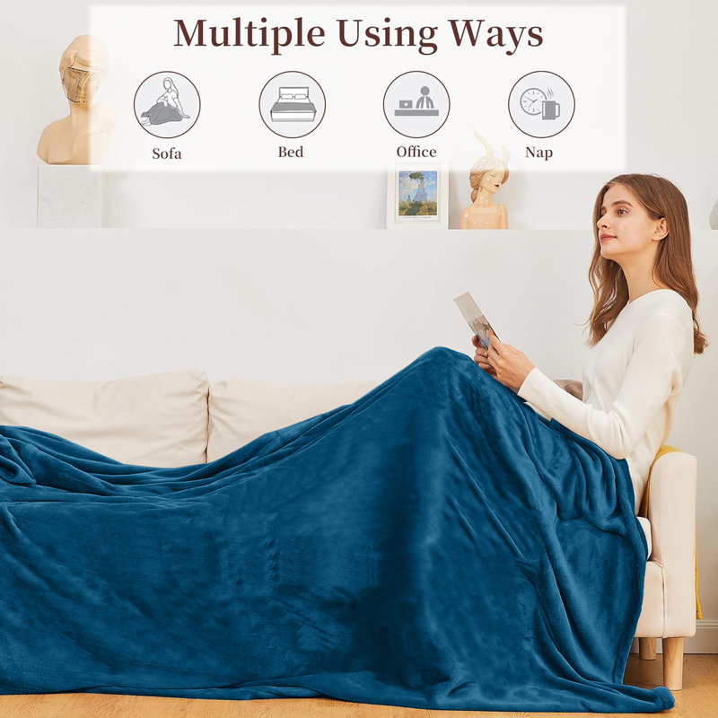 Adamczyk Soft Touch Mink Faux Fur Plush Sofa Throw/Blanket , Teal, 130cm x 150cm