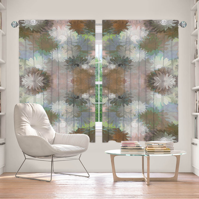 Galyna Room Darkening Curtain Pair, Brown/White/Blue, 56" W x 78" L