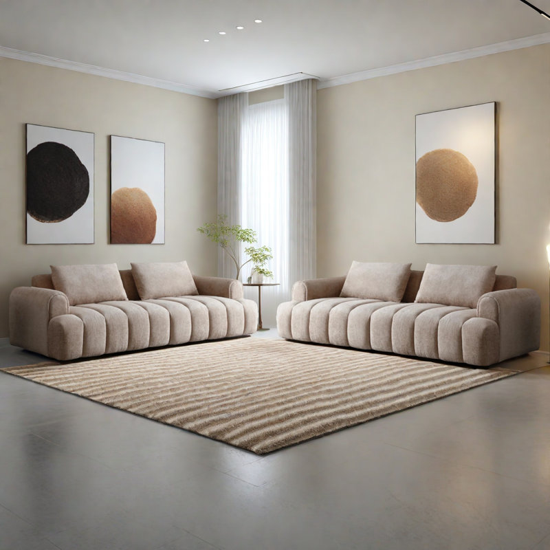 Canapé 100% en velours de chenille 100% 4 places, Camel Chenille