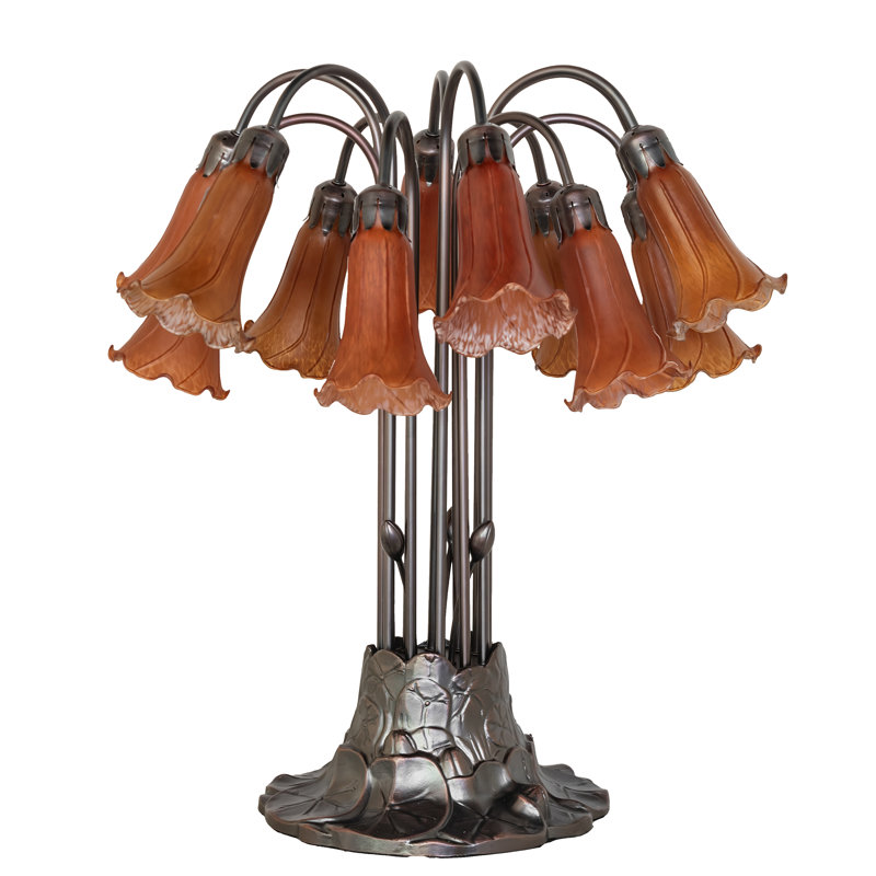 Lampe de table 24 lumières de haut ambre 24 "Tiffany Pond Lily, 24", Ambre