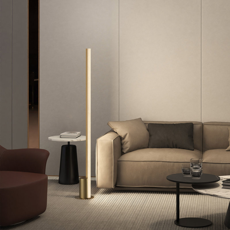 Brayden Studio® Eliette LED Floor Lamp, Satin Antique Brass