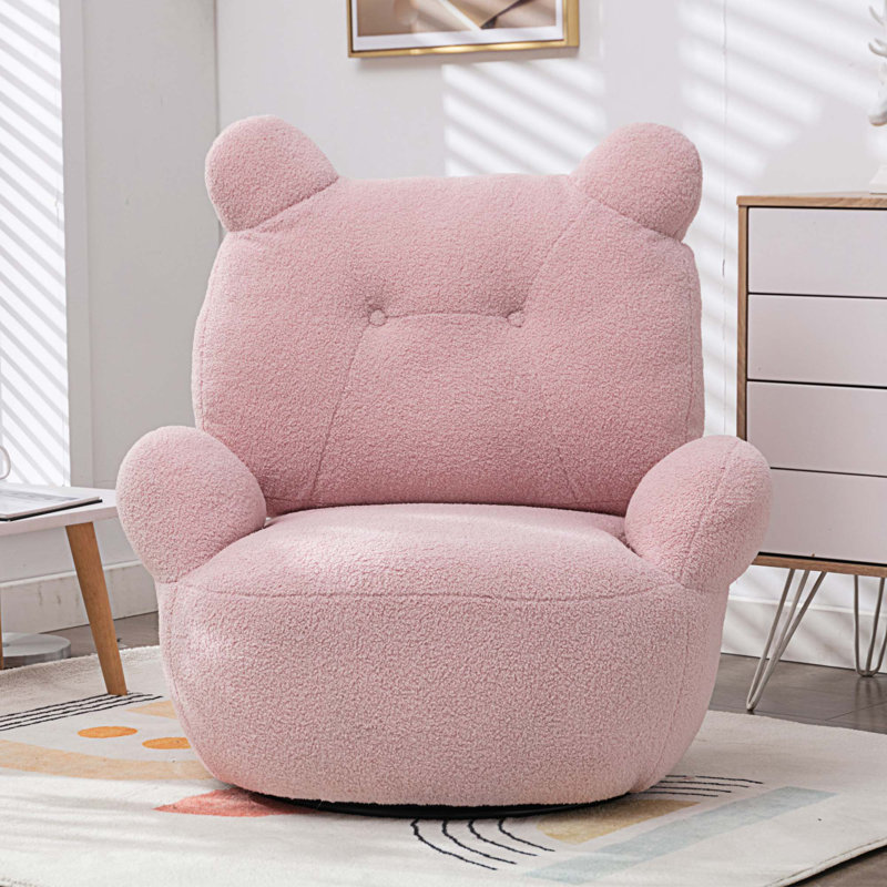 Fauteuil demi-tonneau pivotant l 32,3 po Danyar, Rose peluche