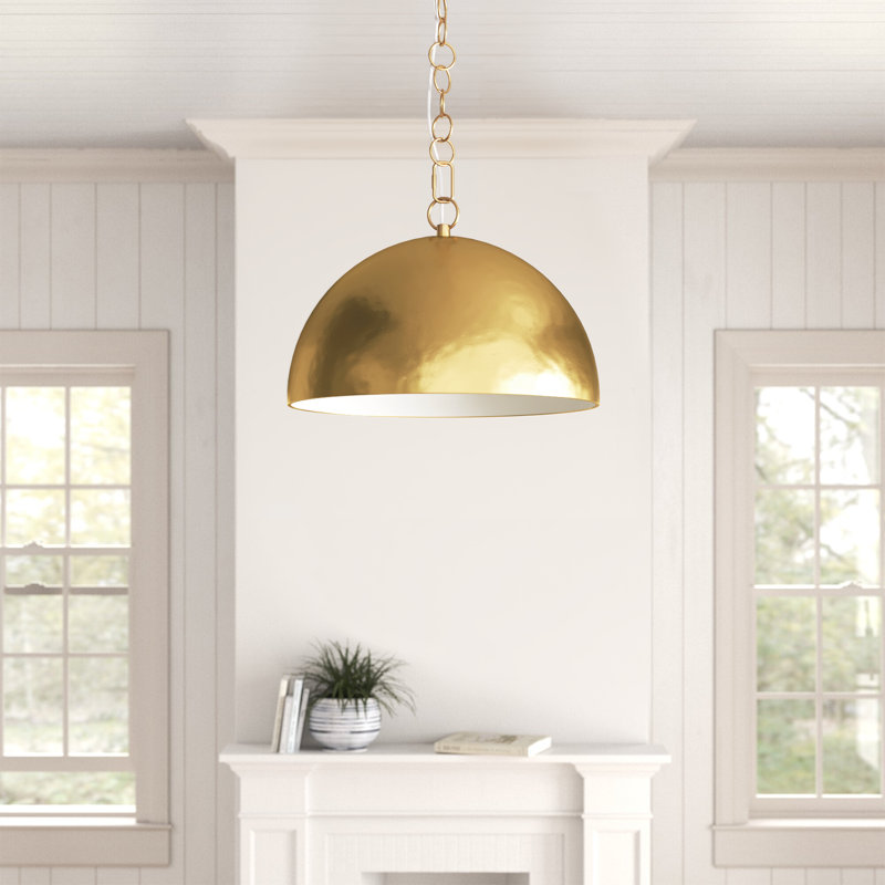 1 - Light Dome Pendant, Burnished Brass