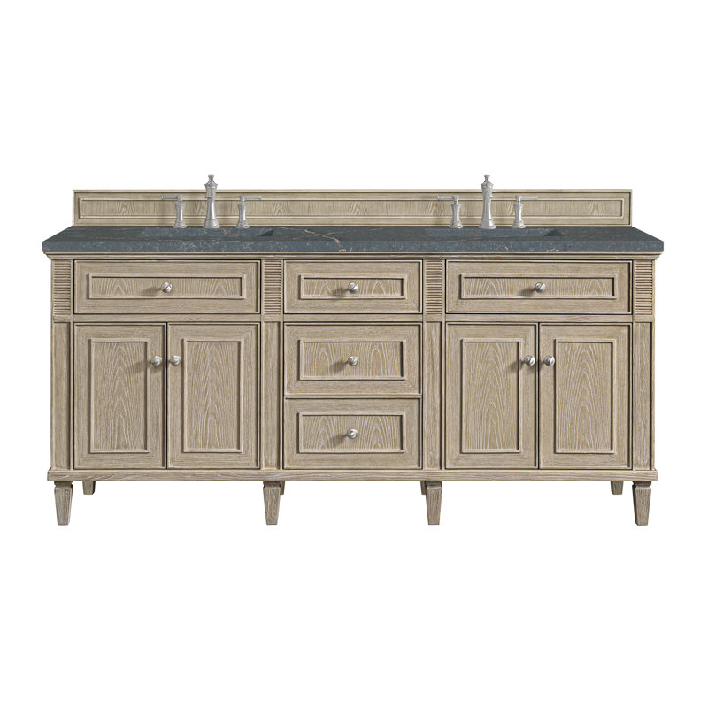 Lorelai 72 in. Double Vanity, Whitewashed Oak, Parisien Bleu