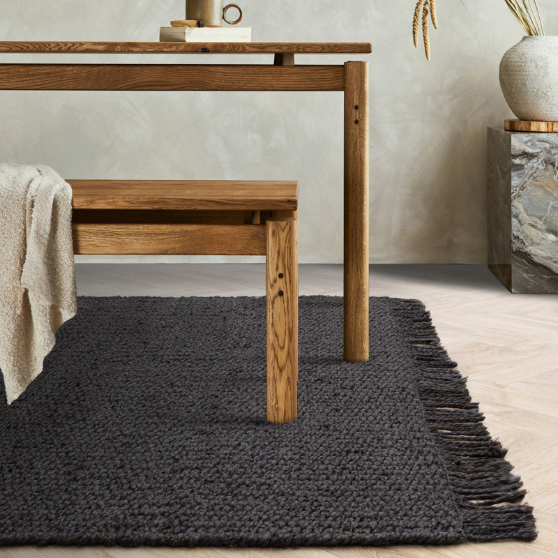 Shawntella Hand Braided Charcoal Area Rug, Rectangle 120 x 170cm