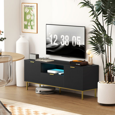 TV Console with RGB LED Lights, TV Unit for TVs up to 50 Inch, Black