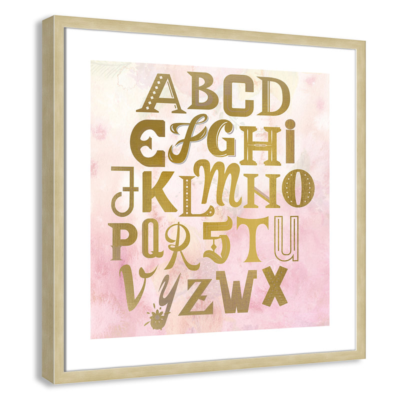 Abc Pink ', impression sur papier, Encadré de boîte champagne, H 22,5 po x l 22,5 po x P 1,18 po