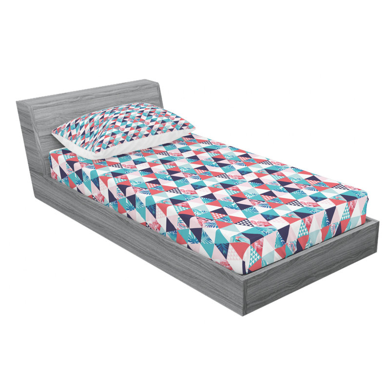 Microfiber Geometric Sheet Set, Twin Sheet Set with Fitted Sheet
