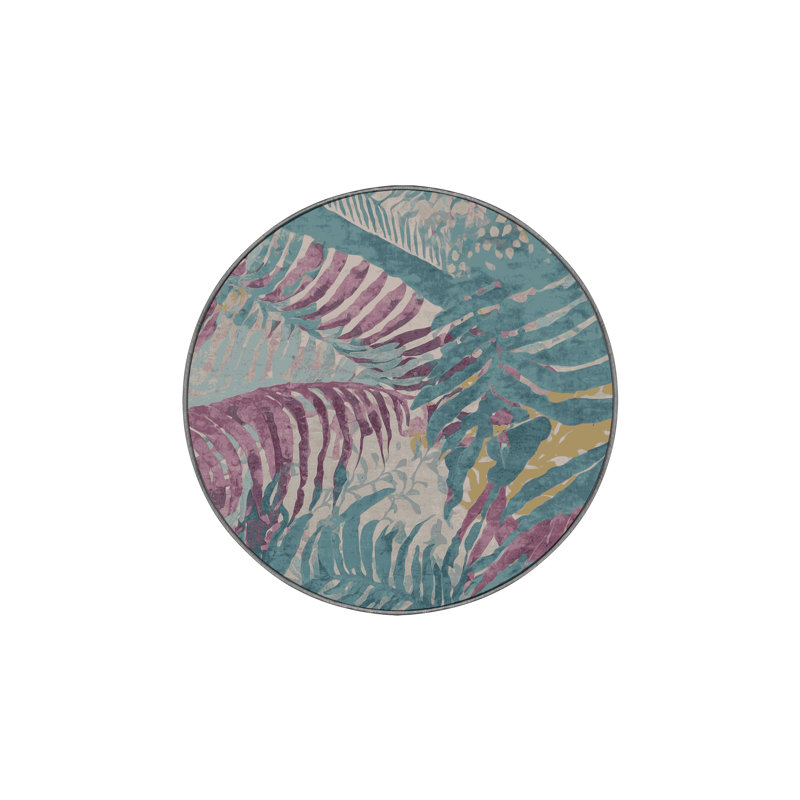 Tapis gris soyeux et moelleux, Rond 5 pi