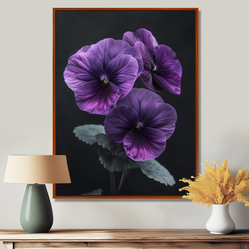 «Roush - Pansies», reproduction d'art murale, H 24 po x l 32 po, Encadrement brun