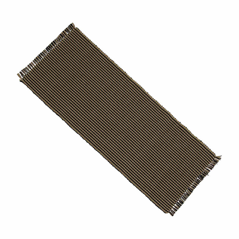 Castleman Gingham 100% Cotton Table Runner, 36"L x 14"D, Black