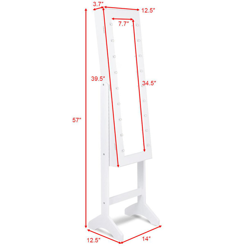 Armoire à bijoux avec miroir, Blanc