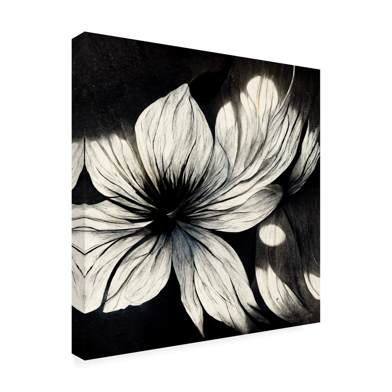 «Onesto Ray Heere Flowers», art sur toile noir et blanc, H 14 po x l 14 po x P 2 po