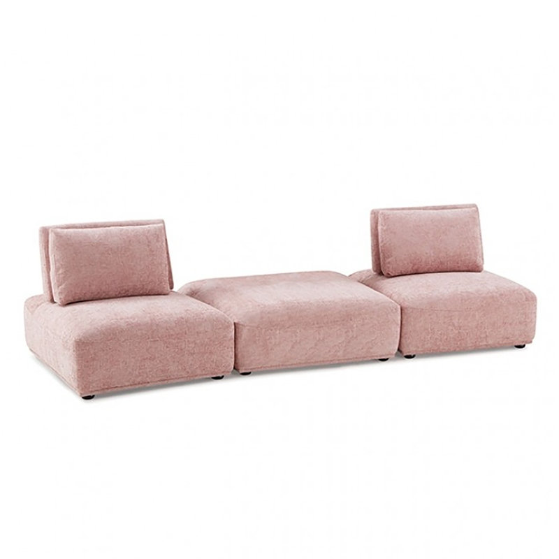 Causeuse 2 places avec repose-pieds carré Wayzata, Rose, 32" H x 114" W x 41.5" D
