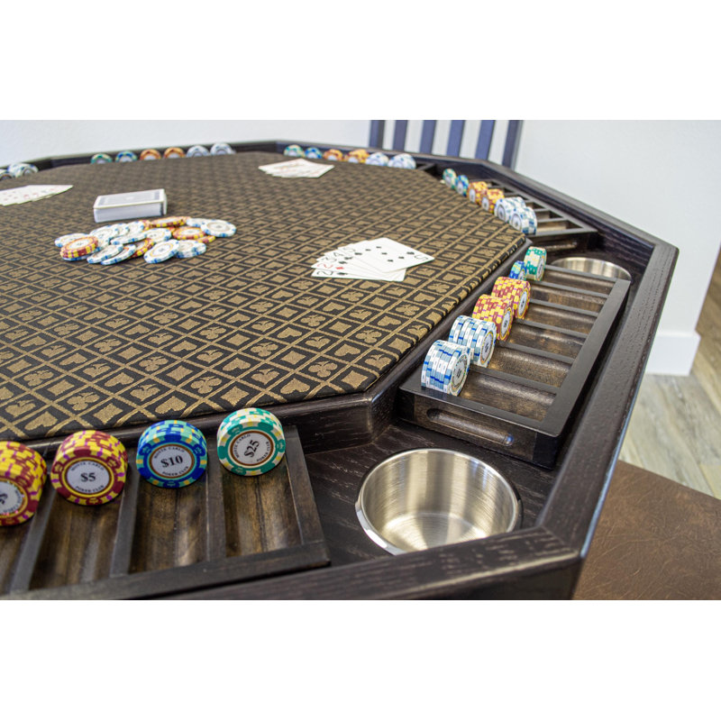 Mocha Oak 48'' Octagonal Poker Table with Cup Holders