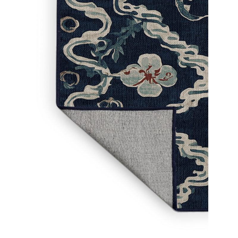 Machine Washable Gray Area Rug, Round 4'
