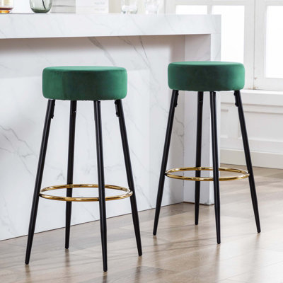 Yes Upholstered Velvet Bar Stool with Iron Frame