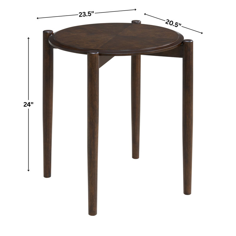 Vaenfila Round Wood Mid-Century Modern End Table, Mahogany