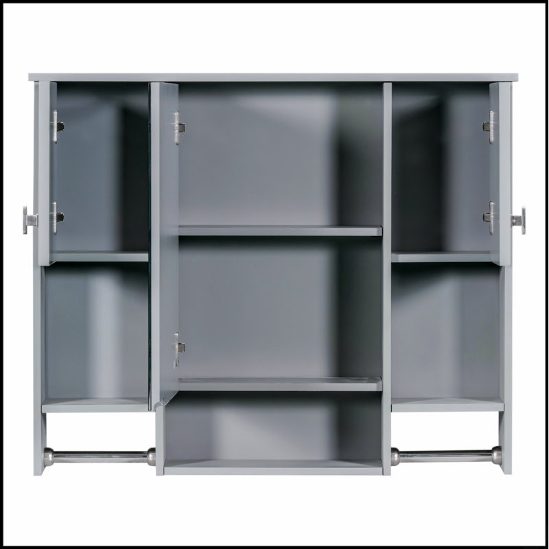 Armoire de rangement murale moderne pour salle de bain (89 x 71 cm) avec miroir et porte-serviettes, alliant style et fonctionnalité pour une organisation optimale.