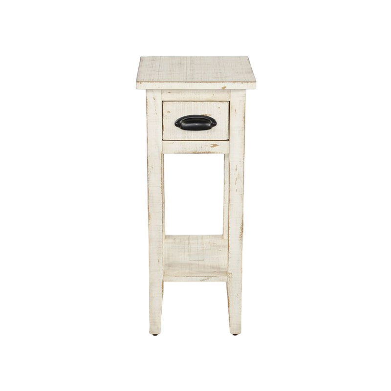 Table de bout en bois massif Komor, Blanc