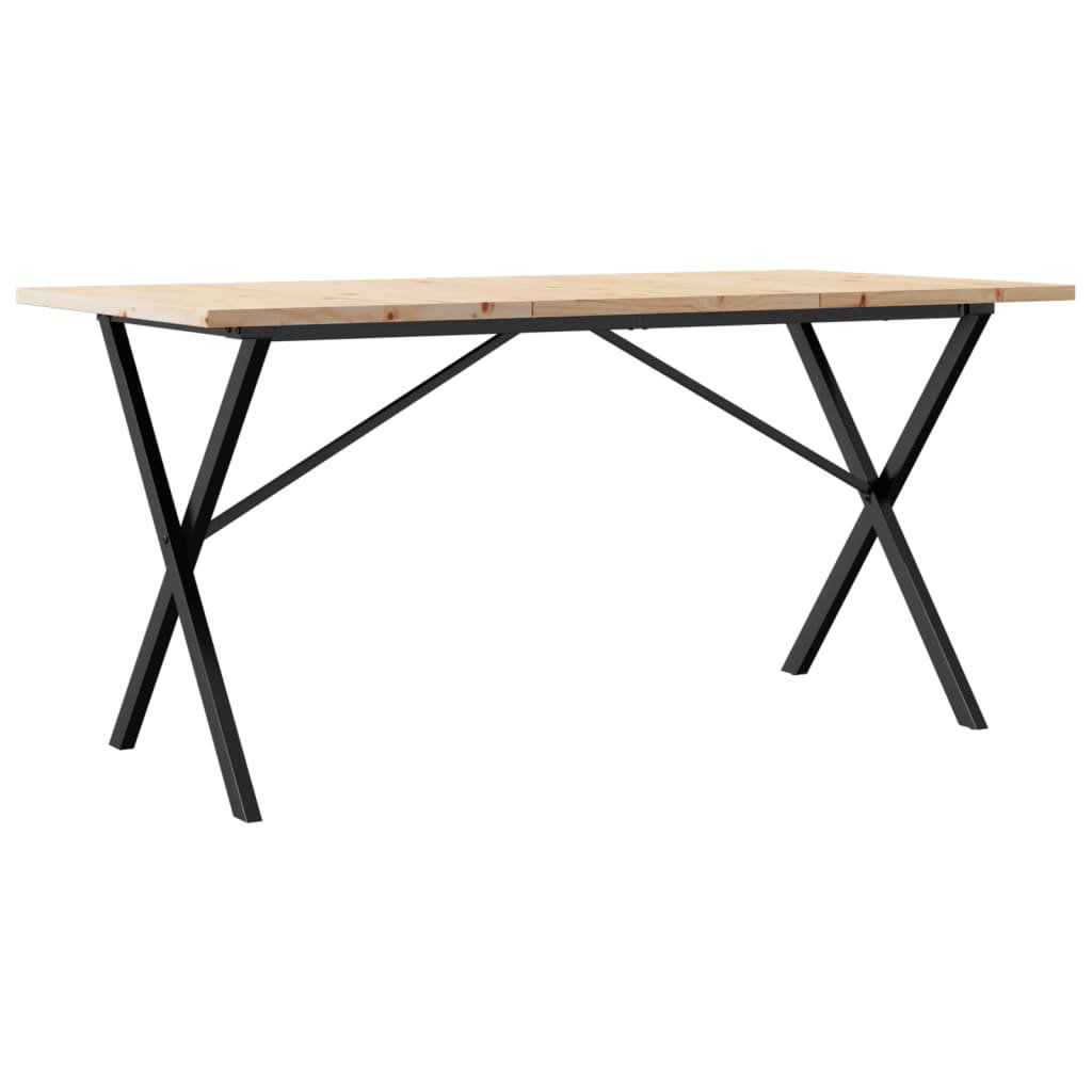 vidaXL Dining Table X-Frame Solid Wood Pine and Steel