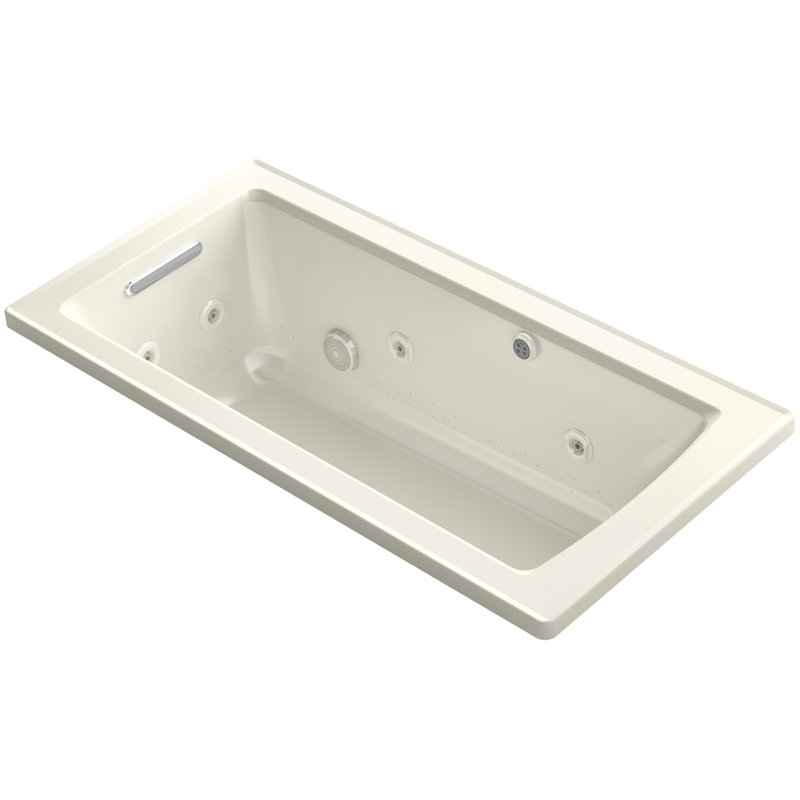 Archer Drop-in Whirlpool and BubbleMassage Air Bath, Biscuit
