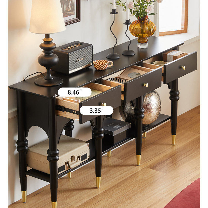 Rectangular Solid Wood Console Table, Brown, 31.89" H x 59.06" W x 13.78" D