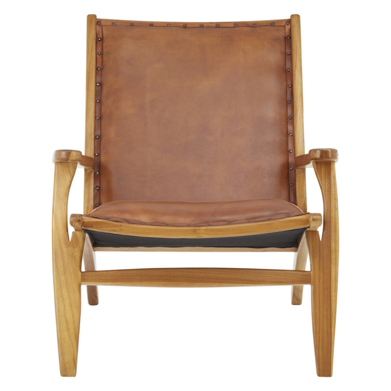 Natalie Leather Armchair, Brown, Natural