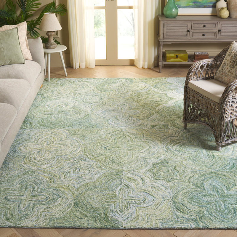 Abhithi Hand Tufted Wool/Cotton Solid Color Rug in Gray, Rectangle 8" x 10"
