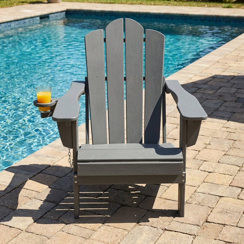 Kahn Folding Adirondack Chair with Cup Holder , Gray