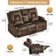 Causeuse inclinable manuelle avec console centrale rabattable, ports de charge, haut-parleurs Bluetooth et porte-gobelets-291977250