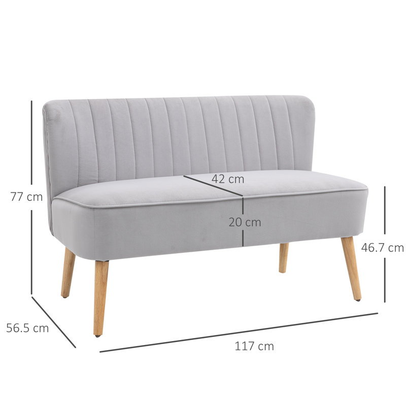 Maxen 2 Seater Loveseat, Light Grey, Polyester