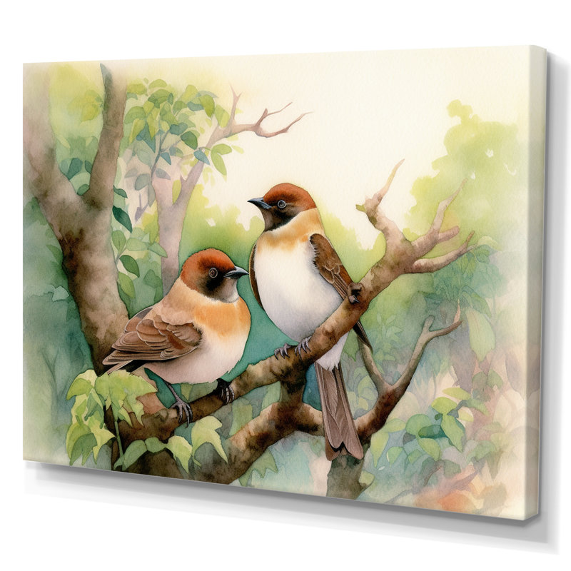 Oiseaux du printemps II, reproduction d'art sur toile, 24" H x 32" W, Toile tendue