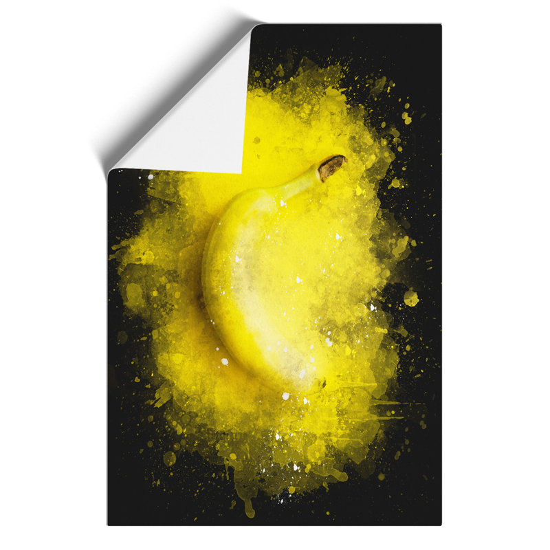 Yellow Banana Paint Splash - Frameless Print, 42cm H x 30cm W x 0.1cm D