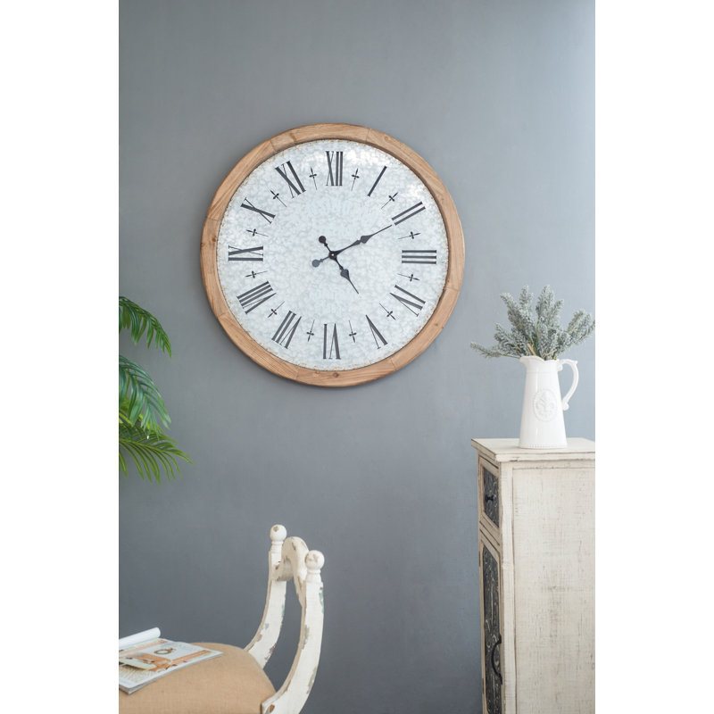 Grant Oversized Wall Clock with Wood Frame