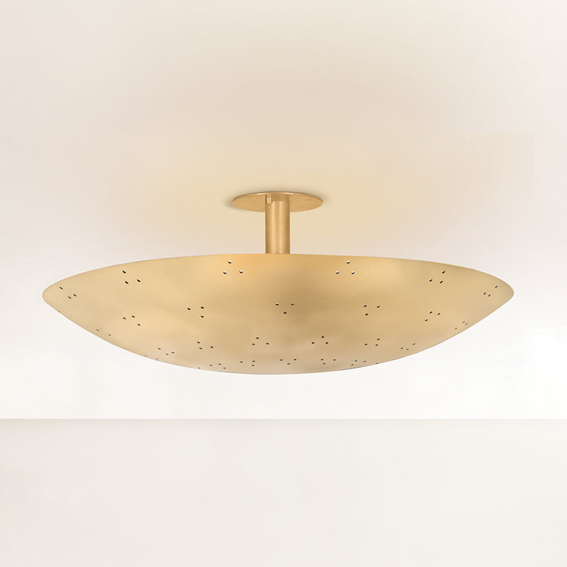 Bern Flush Mount in Vintage Brass, 10.5" H x 10.5" W x 28" D, Gold, E26 Bulb