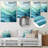 Gree And White Sway Wave Serenity III - Geometric Metal Wall Art-1048541858