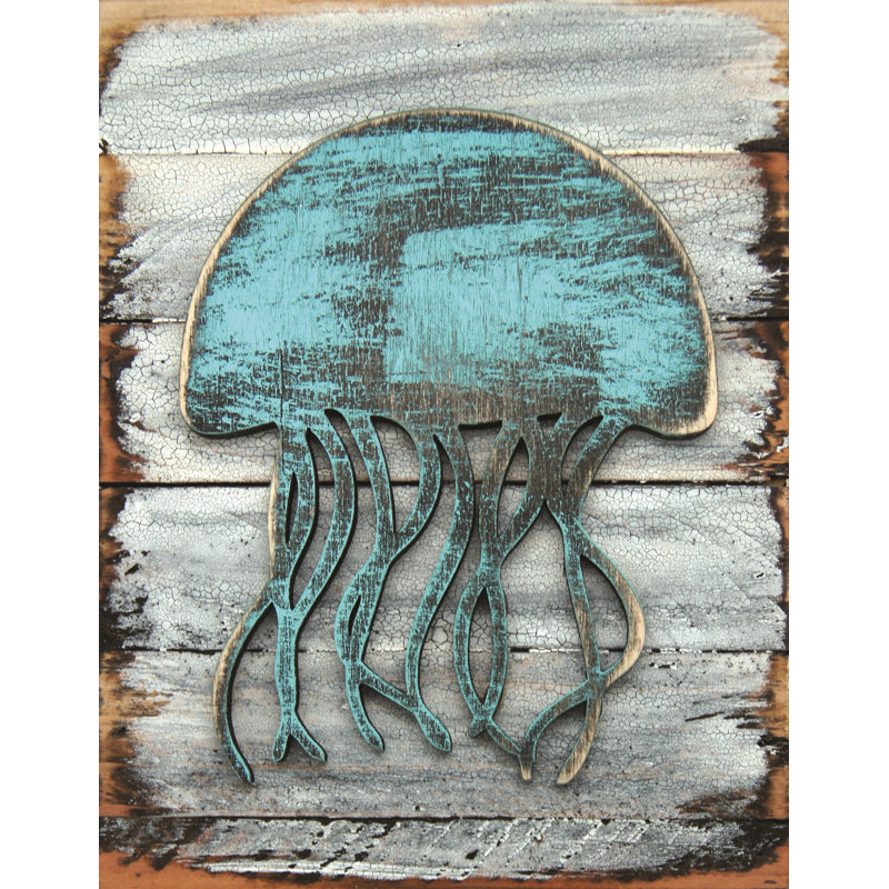 Handmade Coastal Landscape & Nature Wall Decor on Wood, 12" H x 9" W x 1.5" D