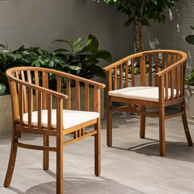 Classy Wood Dining Chair With Waterproof Cushion  Transform Your Outdoor Area Water Ideal For Use